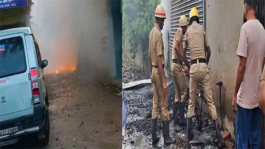 A huge explosion occurred at the Nilganj police outpost in Barasat