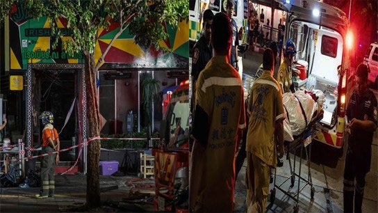 Fire breaks out at a pub in Bangkok