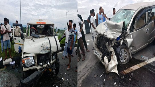 Ambulance collides with car in Odlabari