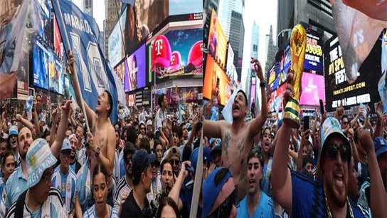 Argentina fans fill Times Square in New York