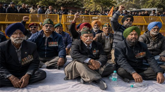 Retired paramilitary personnel on hunger strike at Jantar Mantar