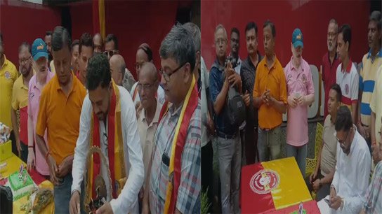 Cake cut and sweet face; torch marches and football love; Red-yellow celebration in Siliguri