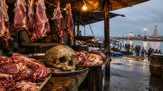 Human skull recovered from meat shop; stir in Gangasagar