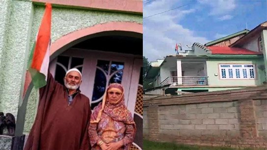 Parents of wanted Lashkar militant Abid hoisted the national flag on their roof on Independence Day