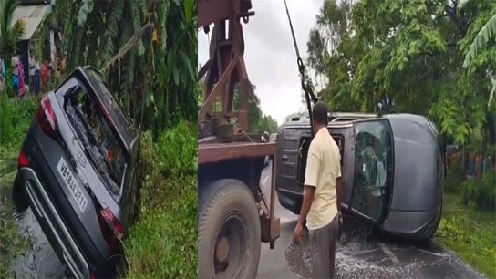Horrific road accident in Chandipur on the morning of August 15; Four-wheeler loses control and falls into canal, 2 dead
