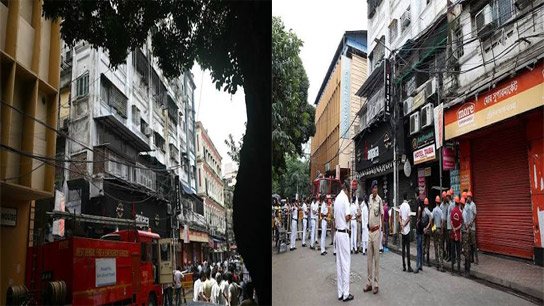 New Market's 'Hotelpara' remains undisturbed despite 'Shikha Inn' incident; Crowds eager to see the burnt-out hotel