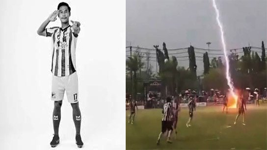 Shocking lightning strikes during football match in Thailand; Young footballer Safwan Awe lost his life