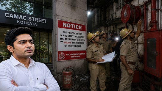 Fire department issues evacuation notice to part of Abhishek's Camac Street office due to firefighting system malfunction