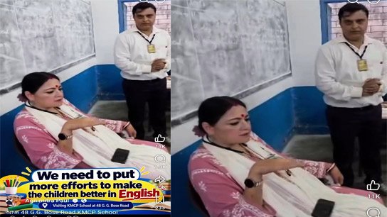 Teacher standing, minister sitting in chair; State politics tense over viral photo, opposition under heavy attack