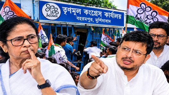 Heated Baharampur; Trinamool district office occupied by ritualists, Mamata-Abhishek's photo covered