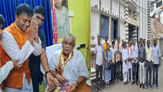 Chandrachur Goswami invites Shishir Adhikari to Hindu Mahasabha's Durga Puja at Ruby More