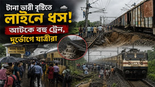 Many trains bound for North Bengal stuck, passengers in distress; landslide on railway track near Farakka due to heavy rain