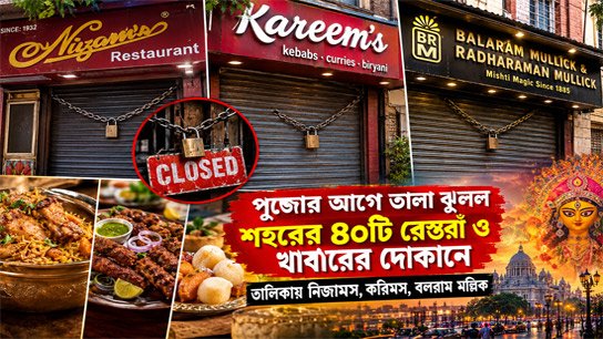 40 restaurants and food shops in the city closed before Puja, Nizam's, Karim's, Balaram Mallick on the list