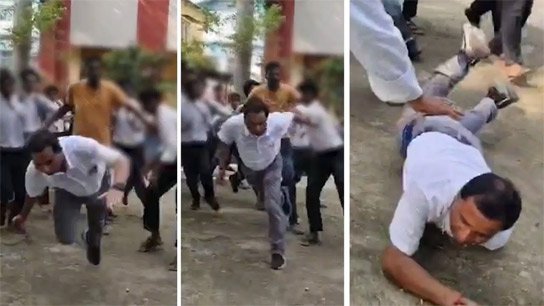 Students push hard, bloody headmaster falls to the ground, horrifying picture inside the school