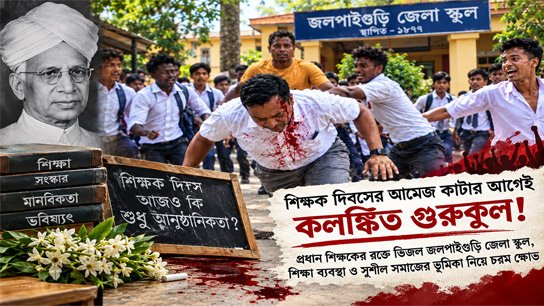 Gurukul tarnished before Teachers' Day: Jalpaiguri District School soaked in headmaster's blood, extreme anger over the role of the education system and civil society