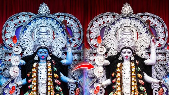 Blue Kali idol suddenly turns white! Eyes wide open as temple opens in the morning, crowds gather in Kaliaganj