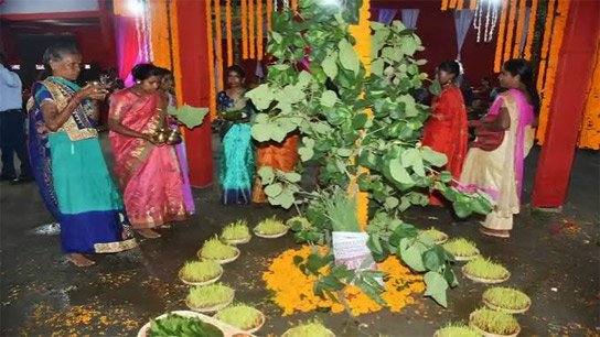 Festive atmosphere at Karam Puja