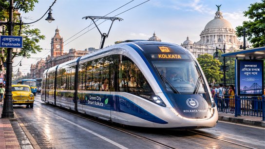 Modern trams in the style of bullet trains are hitting the streets of Kolkata