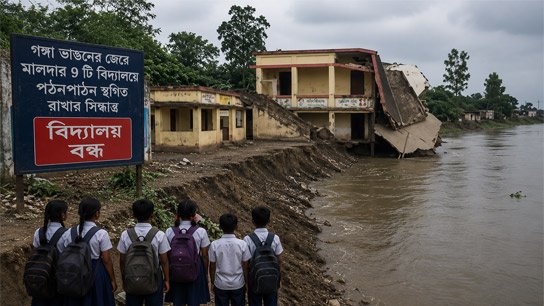 School buildings engulfed by Ganga and Phulhar: Teaching suspended in 9 primary schools in Malda, education department looking for alternatives