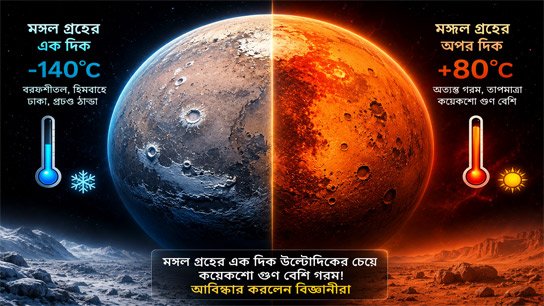 Huge disparities exist not outside, but within Mars; Southern Hemisphere 200 to 400 degrees hotter than Northern Hemisphere