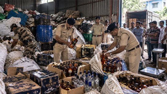 Sikkimese liquor worth Rs 10 lakh recovered in Matigara during police operation, residents of the area relieved