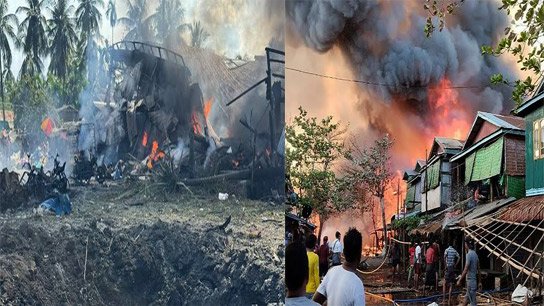 Horrific airstrikes by the army in Myanmar; death march in western Rakhine market