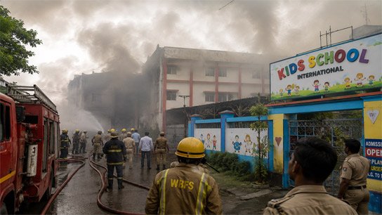 Smoke covers the area, Kids School saved from major danger; Terrible fire breaks out in Kakbhor, Panagarh