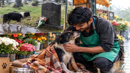 Florist employee adopts stray dog ​​that laid flowers on owner's grave