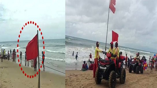 Rough seas, 'red alert' on Puri beach: Strict ban on tourists and pilgrims entering the water