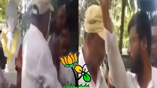 BJP leader Nantu Pal got into a fight with a party worker in front of the camera; abuse ensued