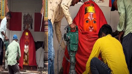 'Miraculous' incident in Ujjain! Even after the temple collapses, Bajrangbali cannot be moved