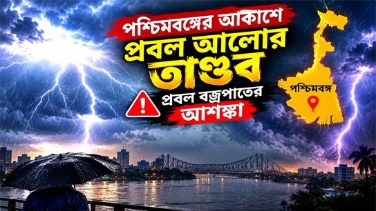 There is a strong lightening storm in the sky, there is a risk of severe thunderstorms!