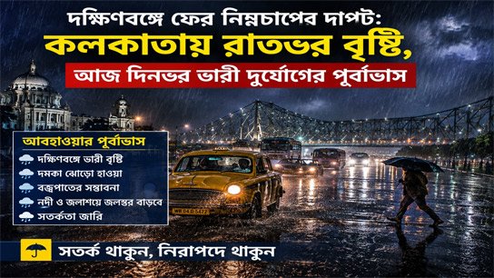 Low pressure again dominates South Bengal: Rain overnight in Kolkata, IMD predicts heavy rain throughout the day today