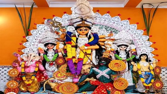 The traditional Durga Puja of Kusto Mukherjee's house in Bankura is still intact with a 350-year history.