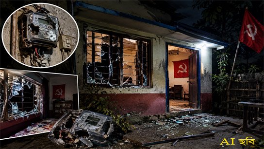 CPI(M) Area Committee Secretary's house in Bilkanda attacked at midnight, serious allegations of vandalism of electric meter and windows