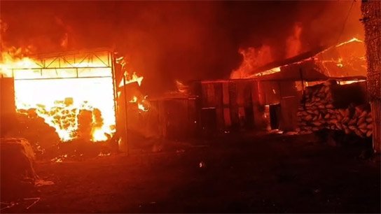 Devastating fire breaks out at closed incense stick factory in Bida