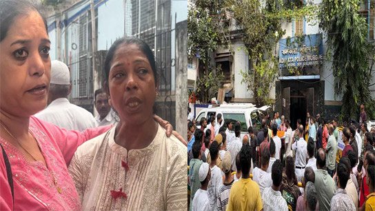Car after car in front of the morgue; now only the sounds of abandonment and heart-rending cries can be heard in the festive saffron city