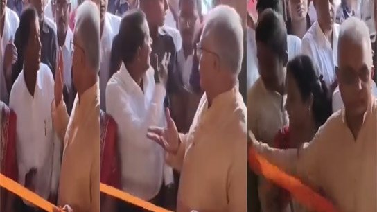 Dilip Ghosh is in the news again after inaugurating the puja by tearing the ribbon!