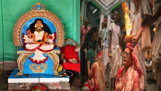 The unique form of Durga Puja at Jalpaiguri's Manthani Hat, which is associated with the memory of Goddess Chaudhuri