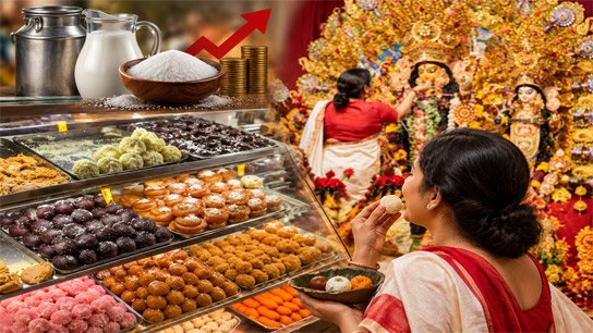 Due to the high price of sugar and the increase in the price of milk, the sweet tooth is also in trouble in Vijayawada, but Bengalis are not lacking in organizing sweet treats.