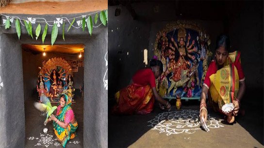 The city's crore-rupees pandals are gone; a palace is not needed, the mother comes even to a mud house...
