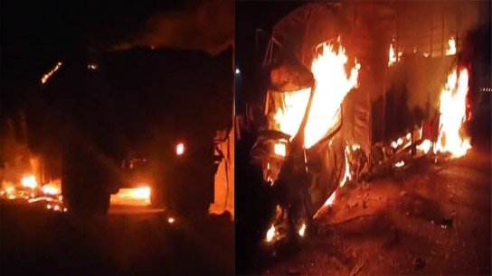 Horrific accident at midnight, one lorry after another burnt to ashes in Jhargram
