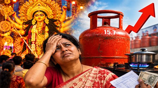 Gas prices increase just before the Puja month begins; people are worried