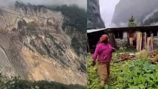 Landslides and mudslides coming down from the mountains, causing terrible flooding and disaster in Chame village of Manang! Blockade in northern Nepal