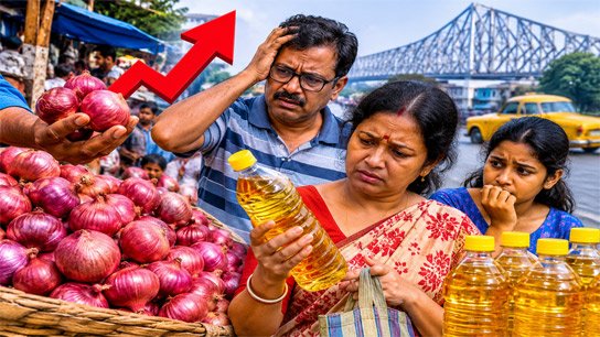 Onions are being sold for 70-80 rupees per kg in Kolkata, edible oil is being sold at a premium, and the middle class is in a state of shock