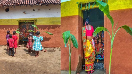 The soft light of the idol on the mud walls and thatched roof; The true spirit of Bengali worship is alive on the streets of Purulia