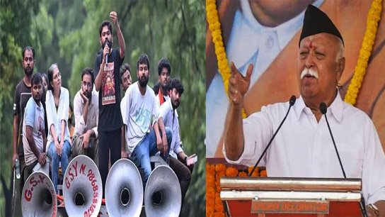 'Evil forces are trying to overthrow the government in the country,' says Mohan Bhagwat