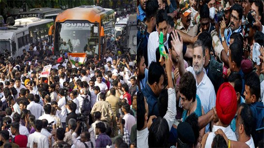 Police drag Rahul Gandhi into car, block his way to Jantar Mantar! Opposition MPs detained