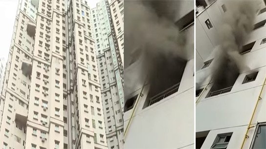 Fire breaks out on 28th floor of South City Complex! Seven fire engines at the scene