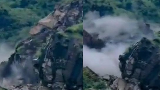 Tons of soil and rocks fell, creating a cloud of dust! A part of a mountain collapsed in Uttarakhand
